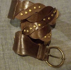 FREE Brown leather studded belt